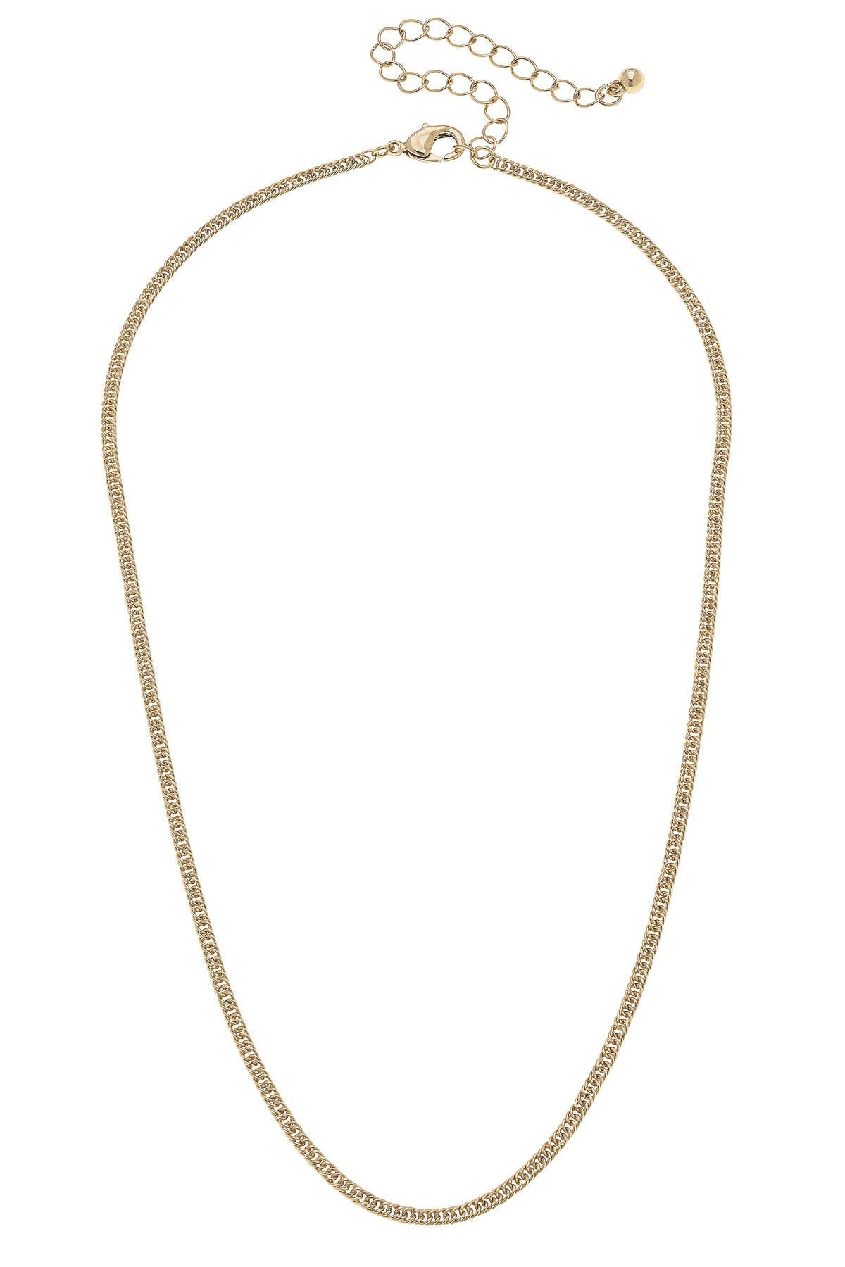 Mandy Tiny Box Chain Necklace in Shiny Gold Canvas
