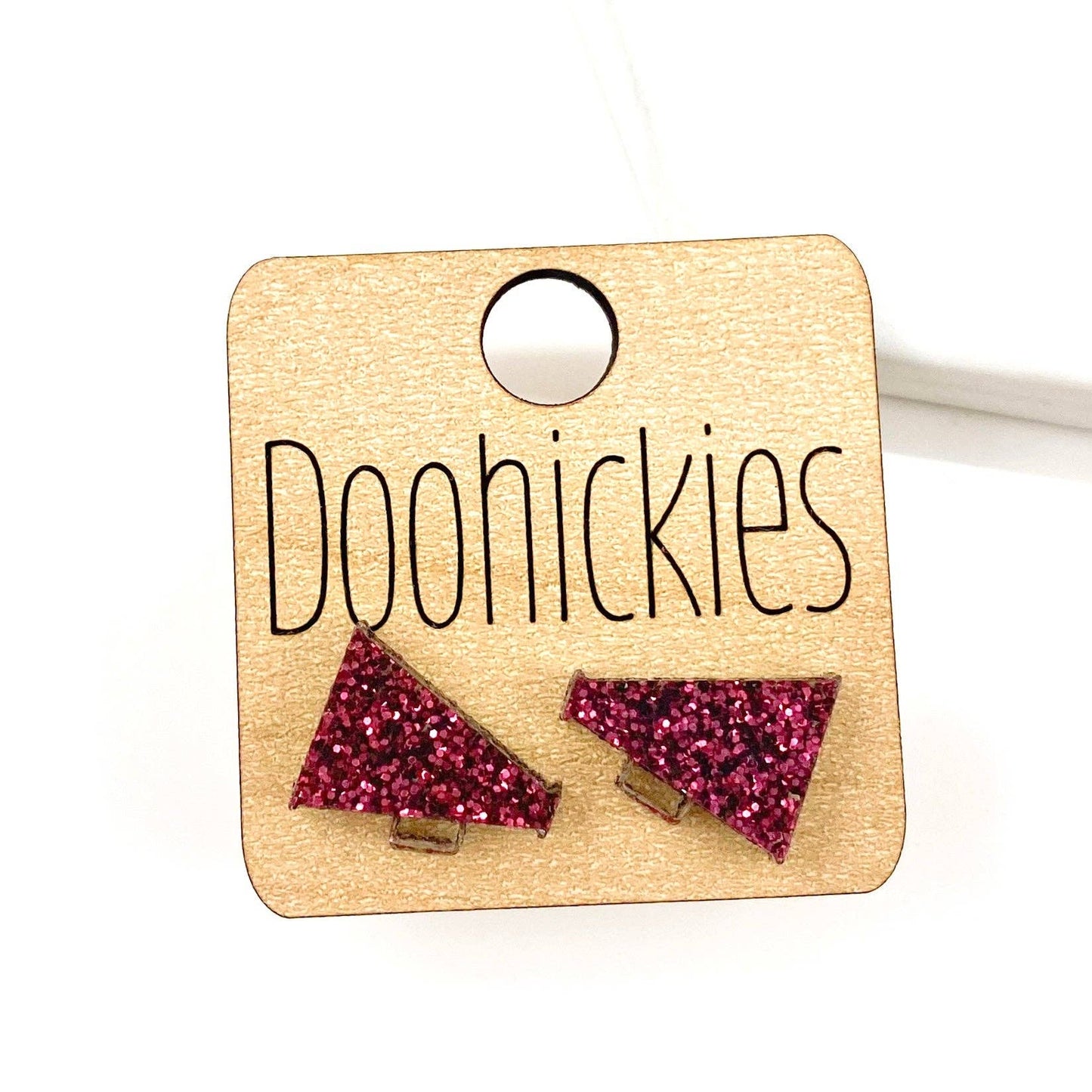 Megaphone Stud Earrings - Custom Purple Glitter Doohickie