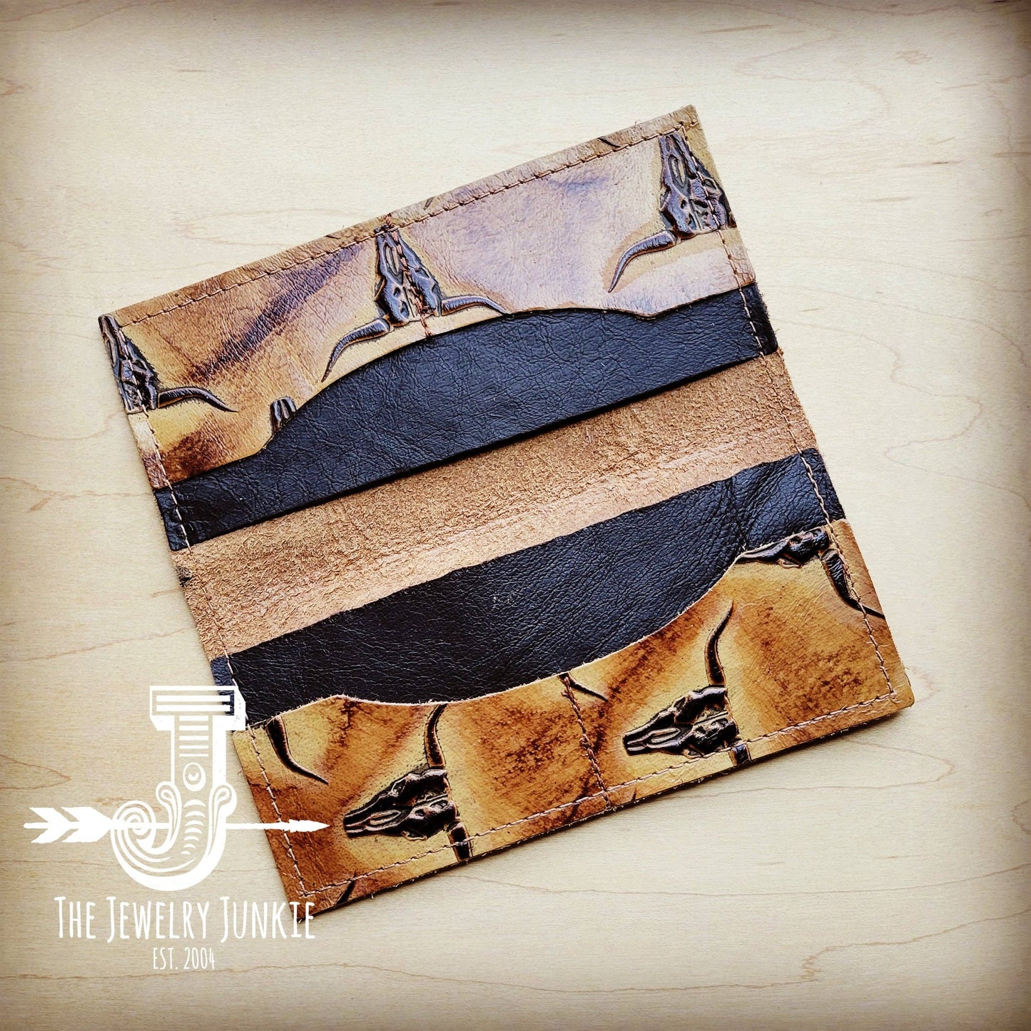 Embossed Leather Checkbook Cover/ Wallet -Multi The Jewelry Junkie