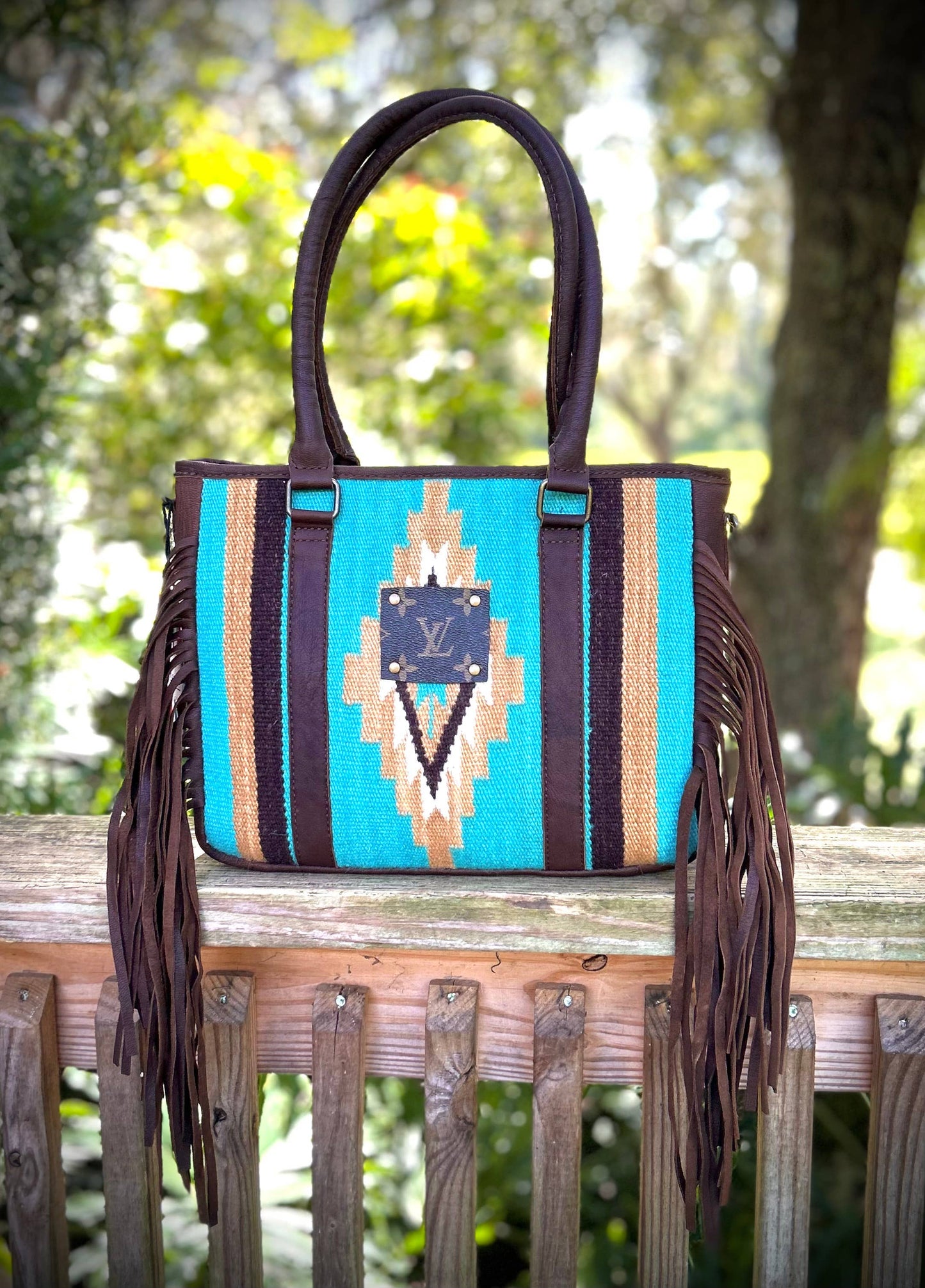 Upcycled LV Leather Crossbody Satchel Bag Western Southern Junkie