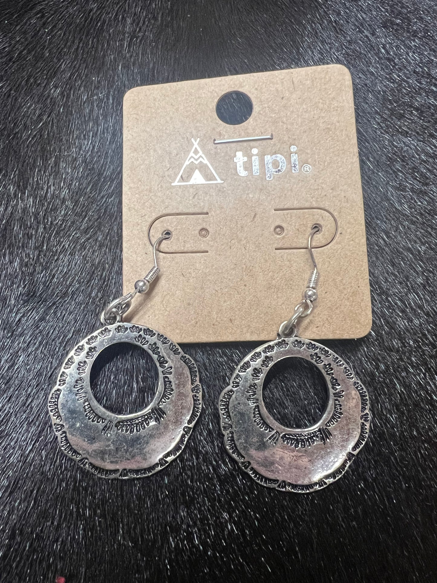 Little Silver Western Circle Earrings