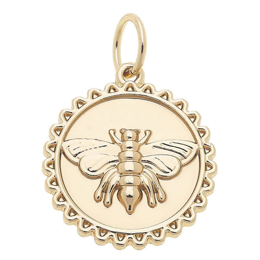 Bumble Bee Medallion Charm in Shiny Gold Canvas