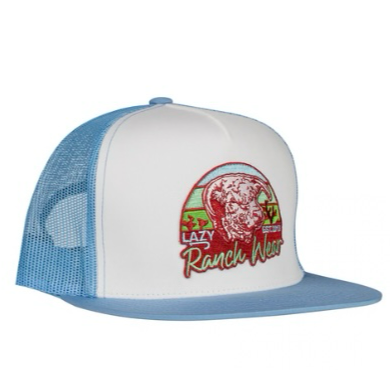 LAZY J RANCH NAVY & WHITE OR Carolina Blue & White PRICKLY PEAR CLASSIC FIVE PANEL TRUCKER HAT