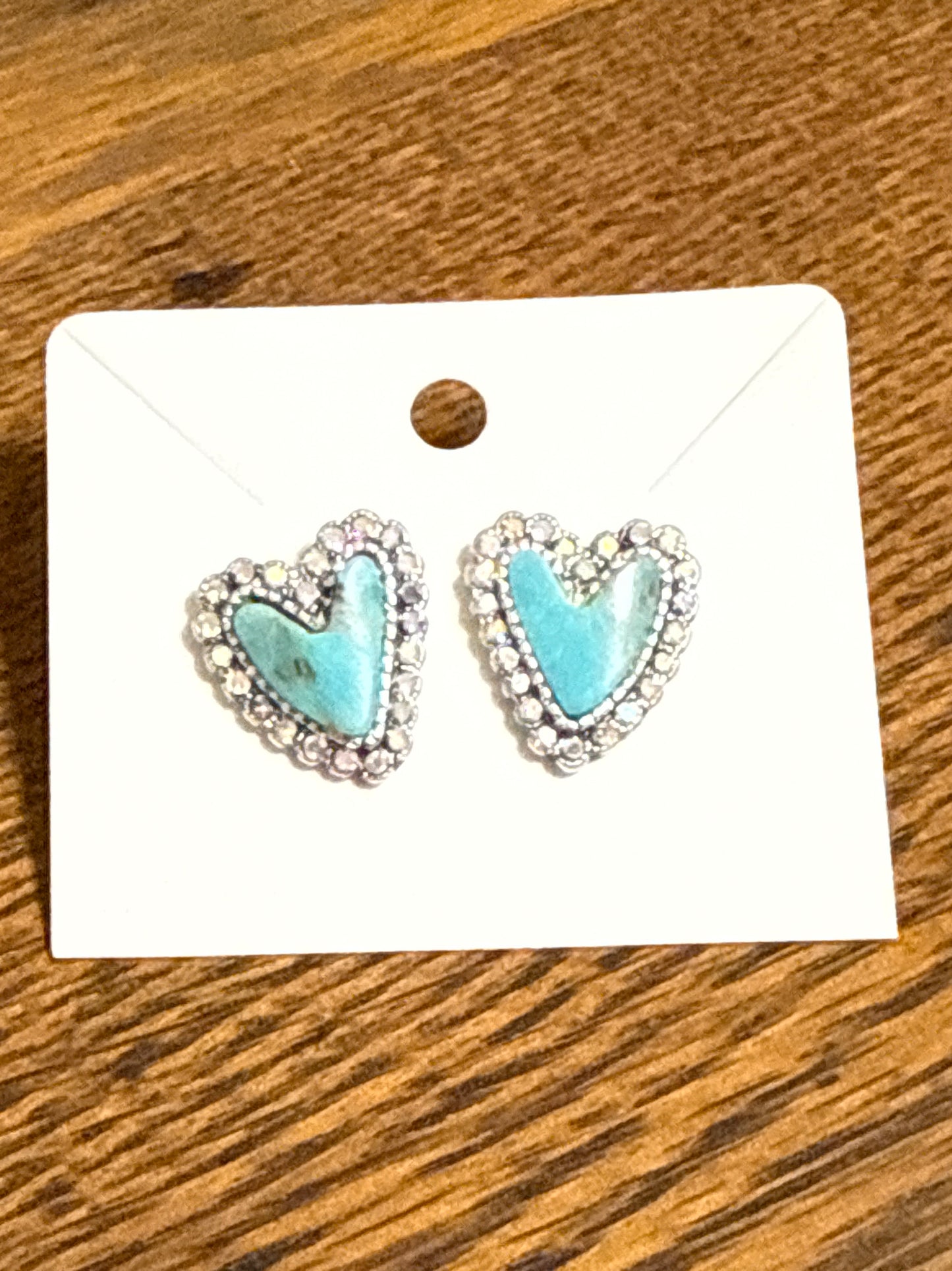 Heart Earrings with Rhinestones
