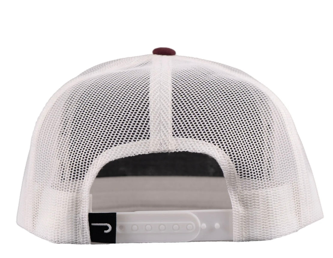 Maroon and White Prickly Pear Classic Rope Trucker Hat Lazy J