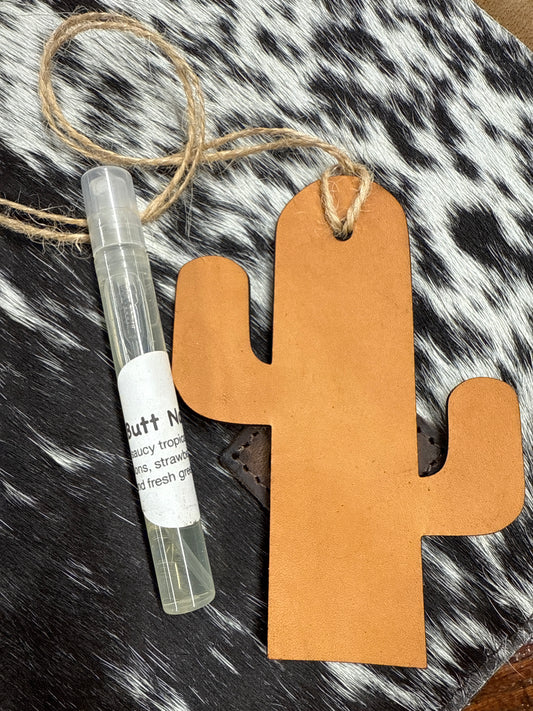 Cactus Leather Car Freshie with refill spray Southern Creek