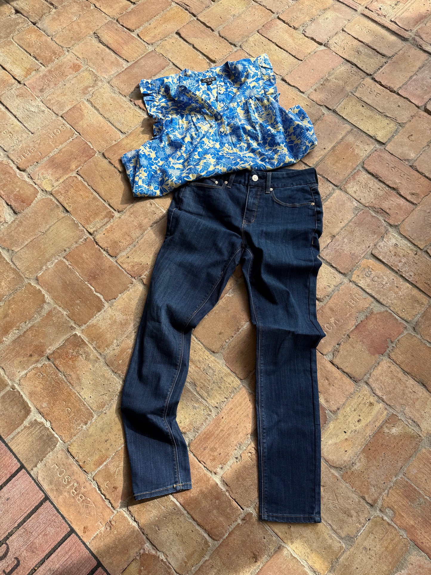 Seven7 High Rise Tummy Less Skinny Jean (Dark Blue)