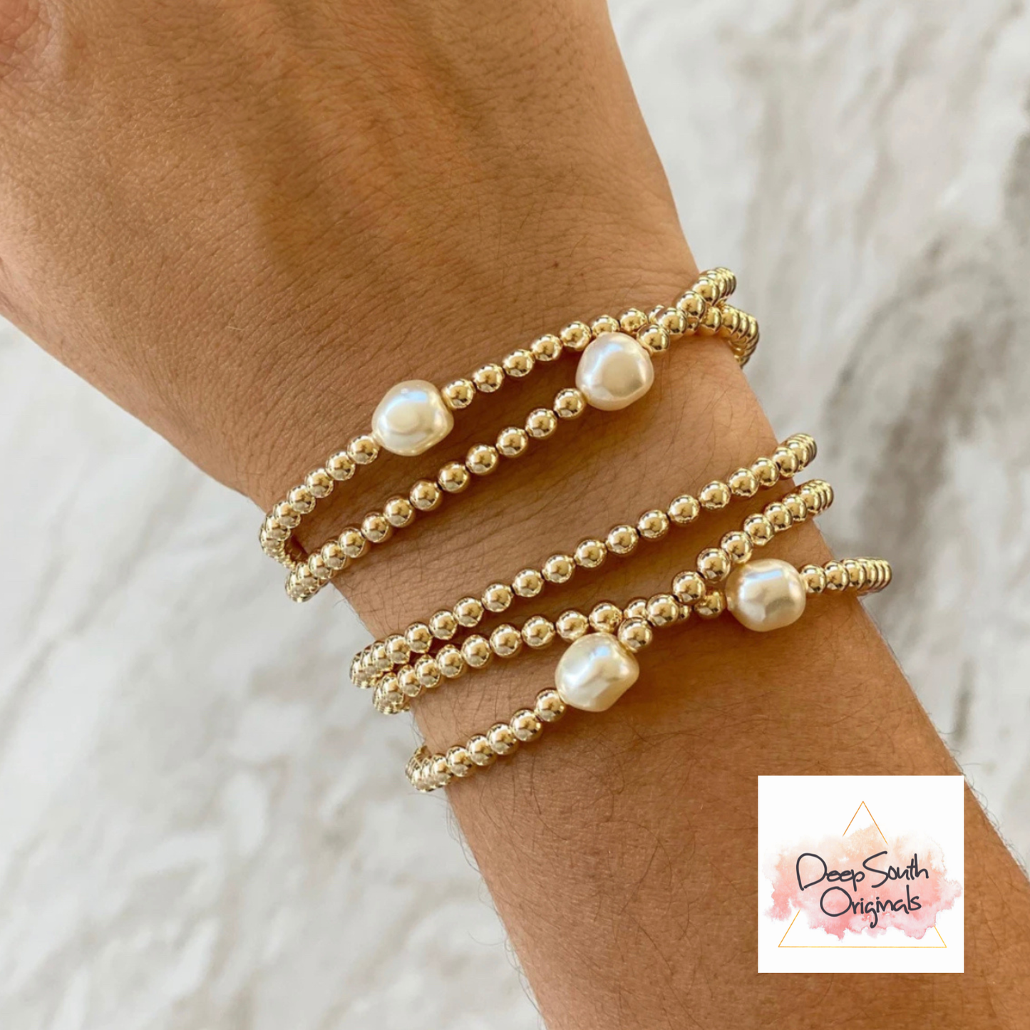 Freshwater Pearl and Beaded Bracelet ~ Deep South Originals