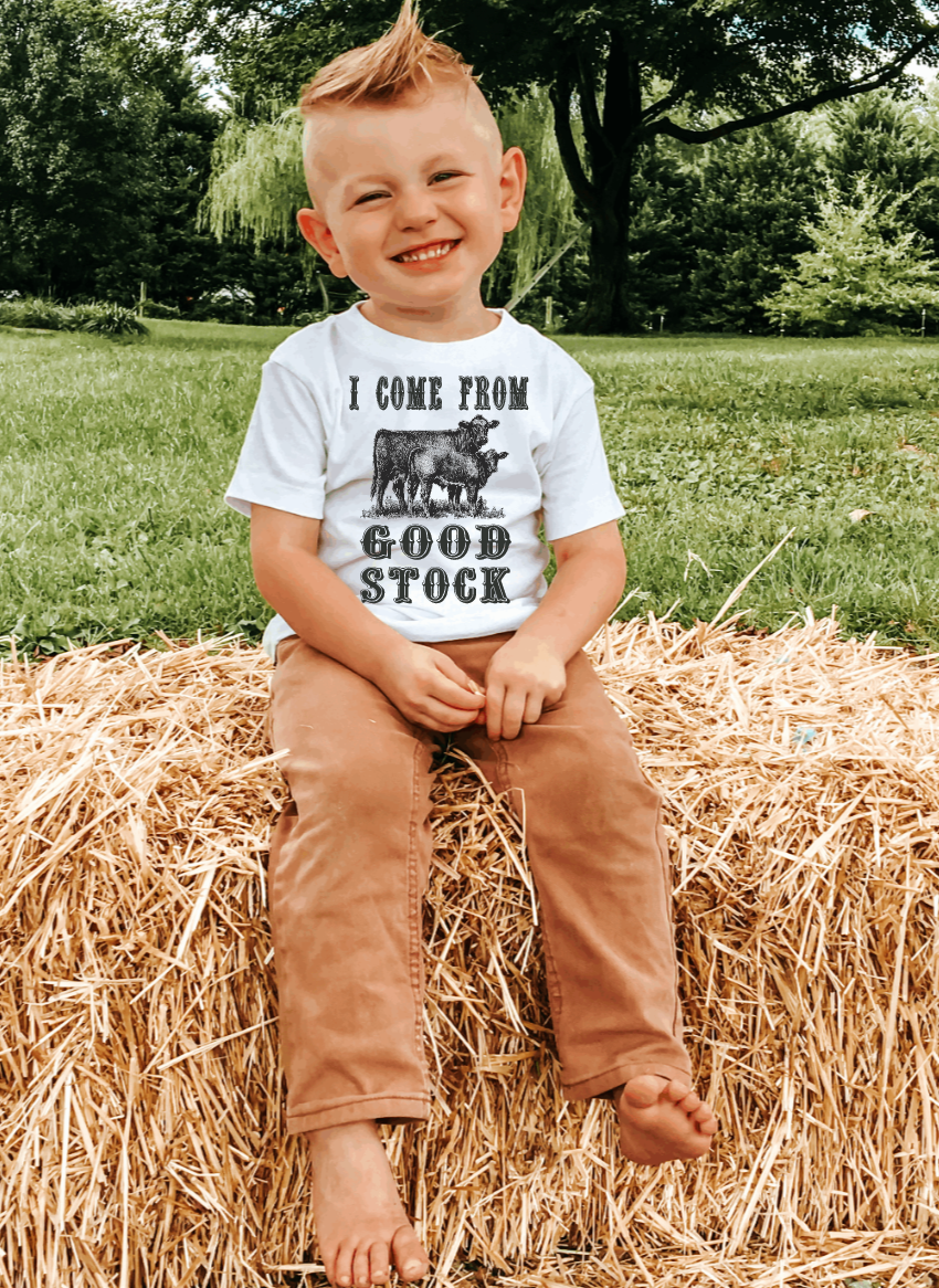 I Come From Good Stock Cow Tee Shirt: I Come From Good Stock / Short Sleeve Avary Mae
