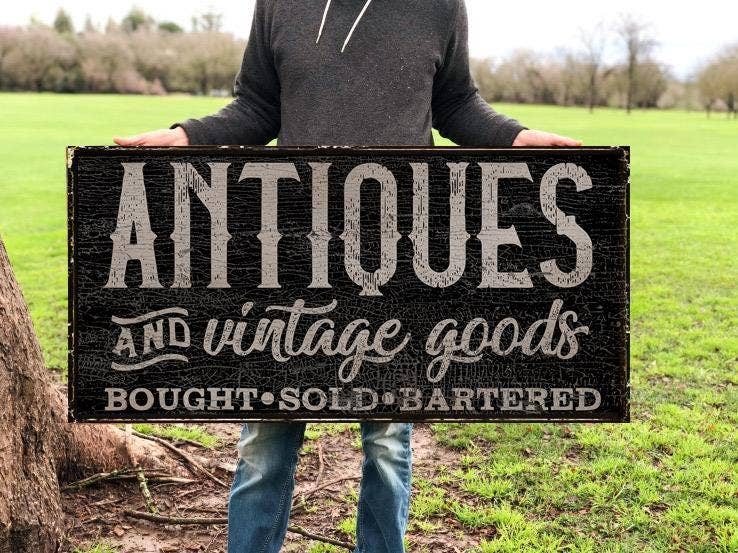 Vintage Antiques Canvas Wall Art for Modern Farmhouse Decor: 20 x 10"