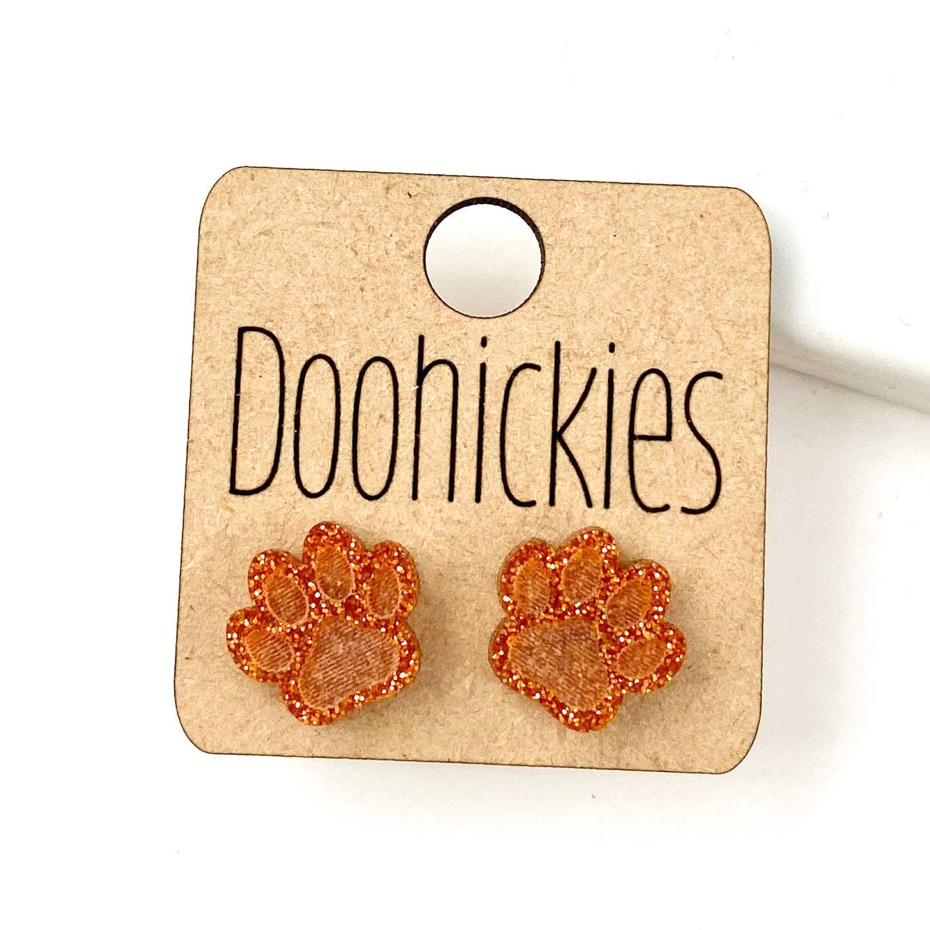 Paw Stud Earrings: Maroon Glitter Doohickie