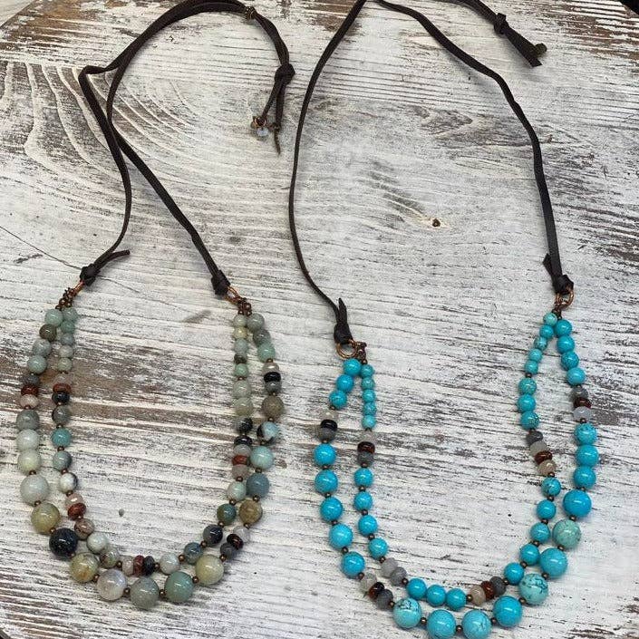 CHW Layered Stone Necklace: AMAZONITE or Turquoise