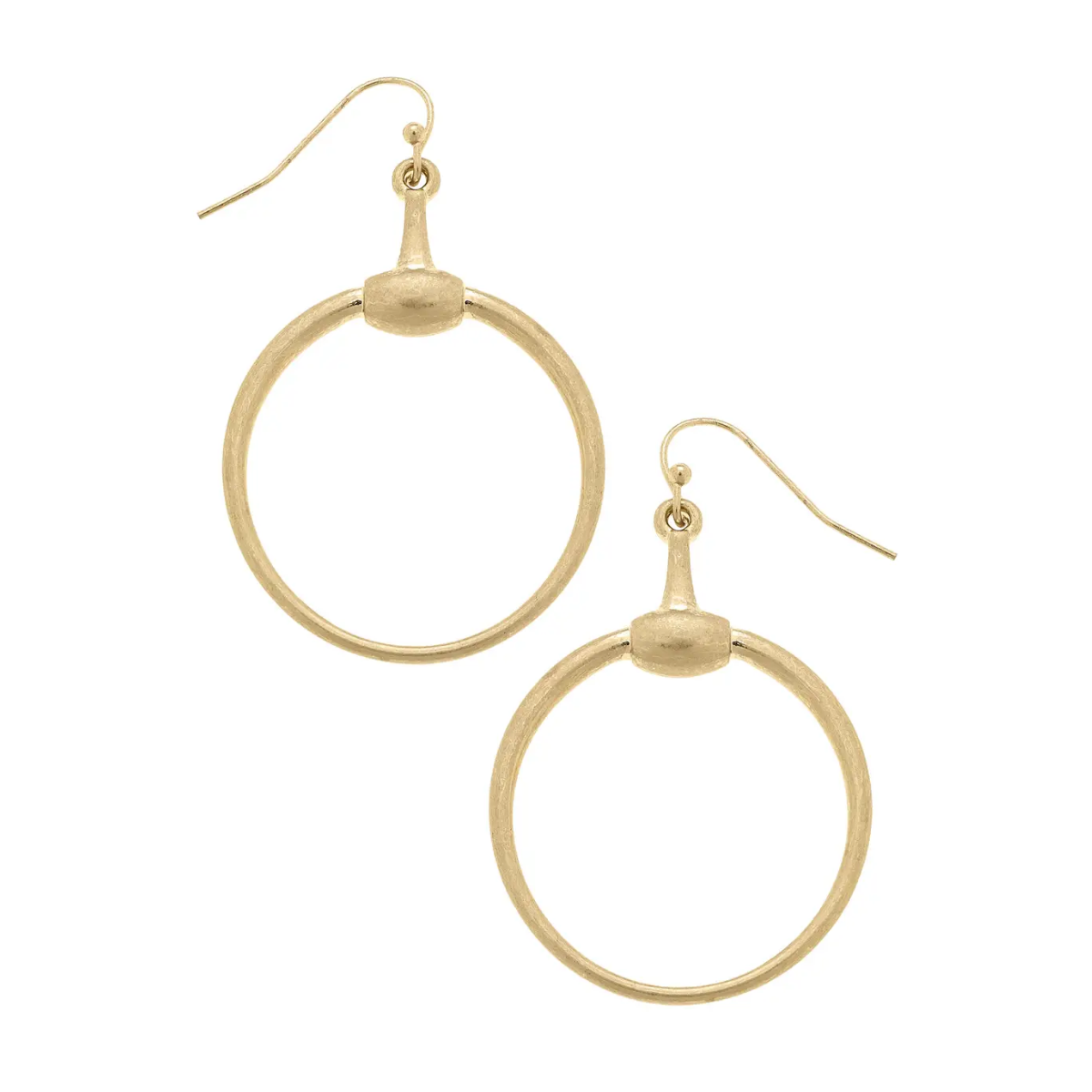 Peyton Horsebit Earrings in Shiny Gold Canvas