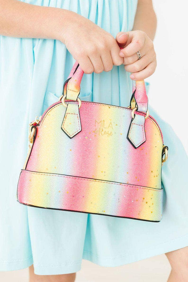 Neon Rainbow Glitter Girl's Crossbody Purse Mila