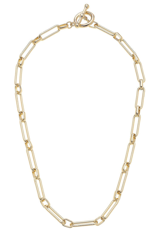 Allana Paper Clip Chain Toggle Necklace in Shiny Gold