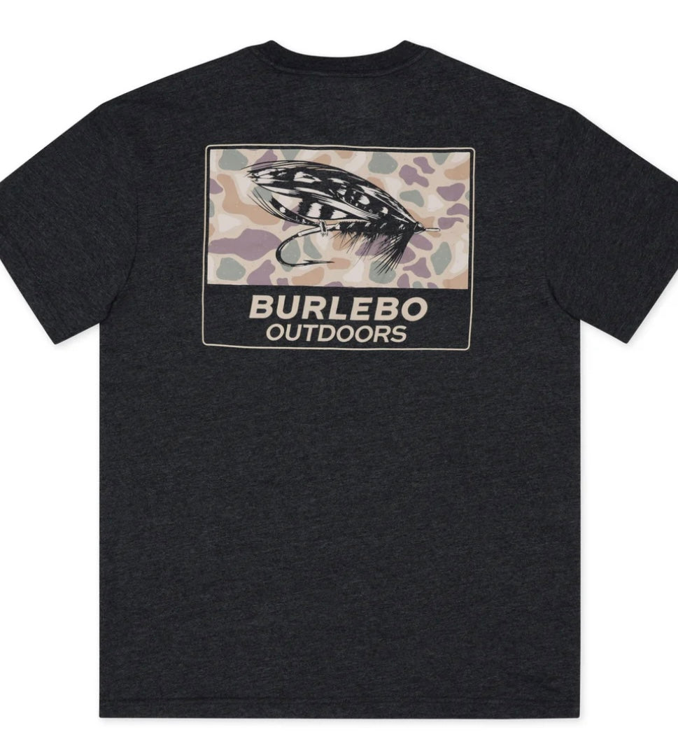 Camo Big Fly Short Sleeve T Shirt Heather Black
