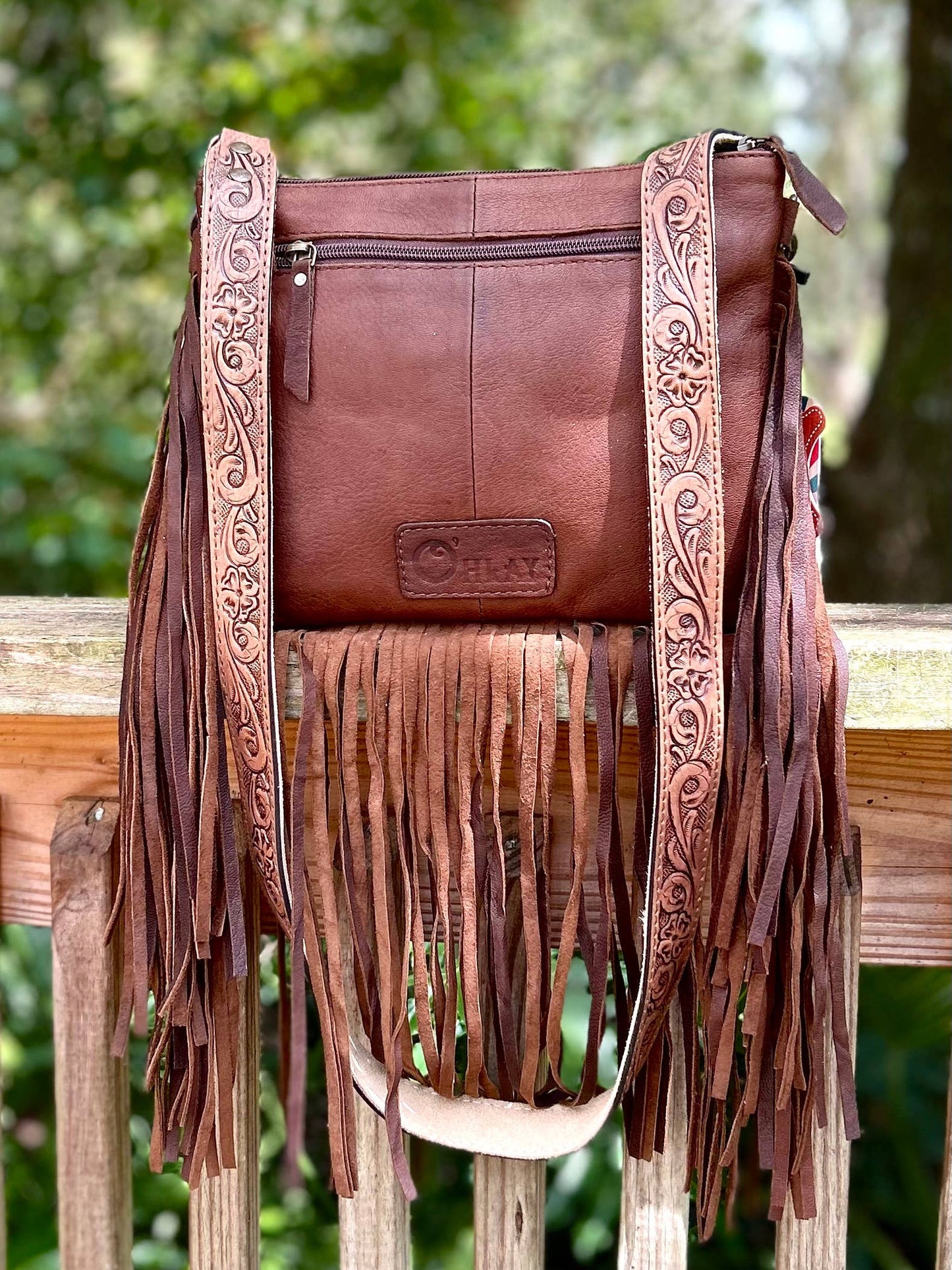 Upcycled LV Cowhide Leather Fringe Crossbody Bag Western southern Junkie