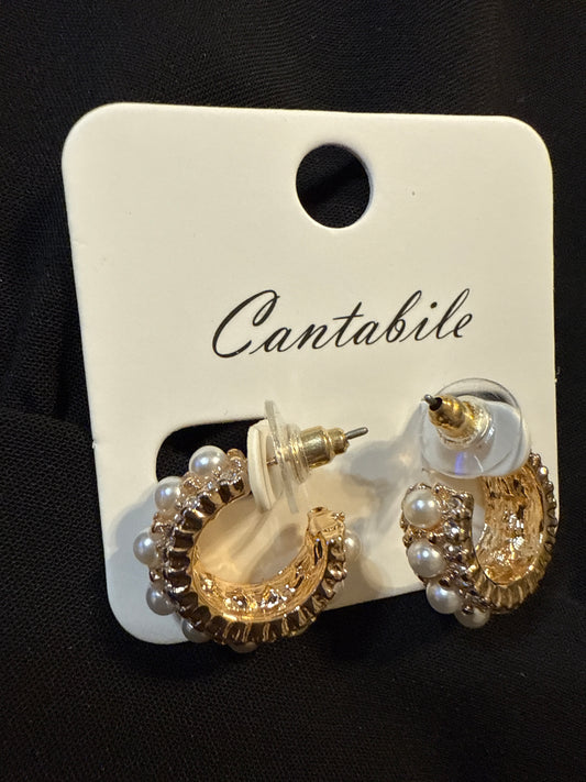 Cantabile Pearl Hoops Gold or Silver E30750RH E30750GD