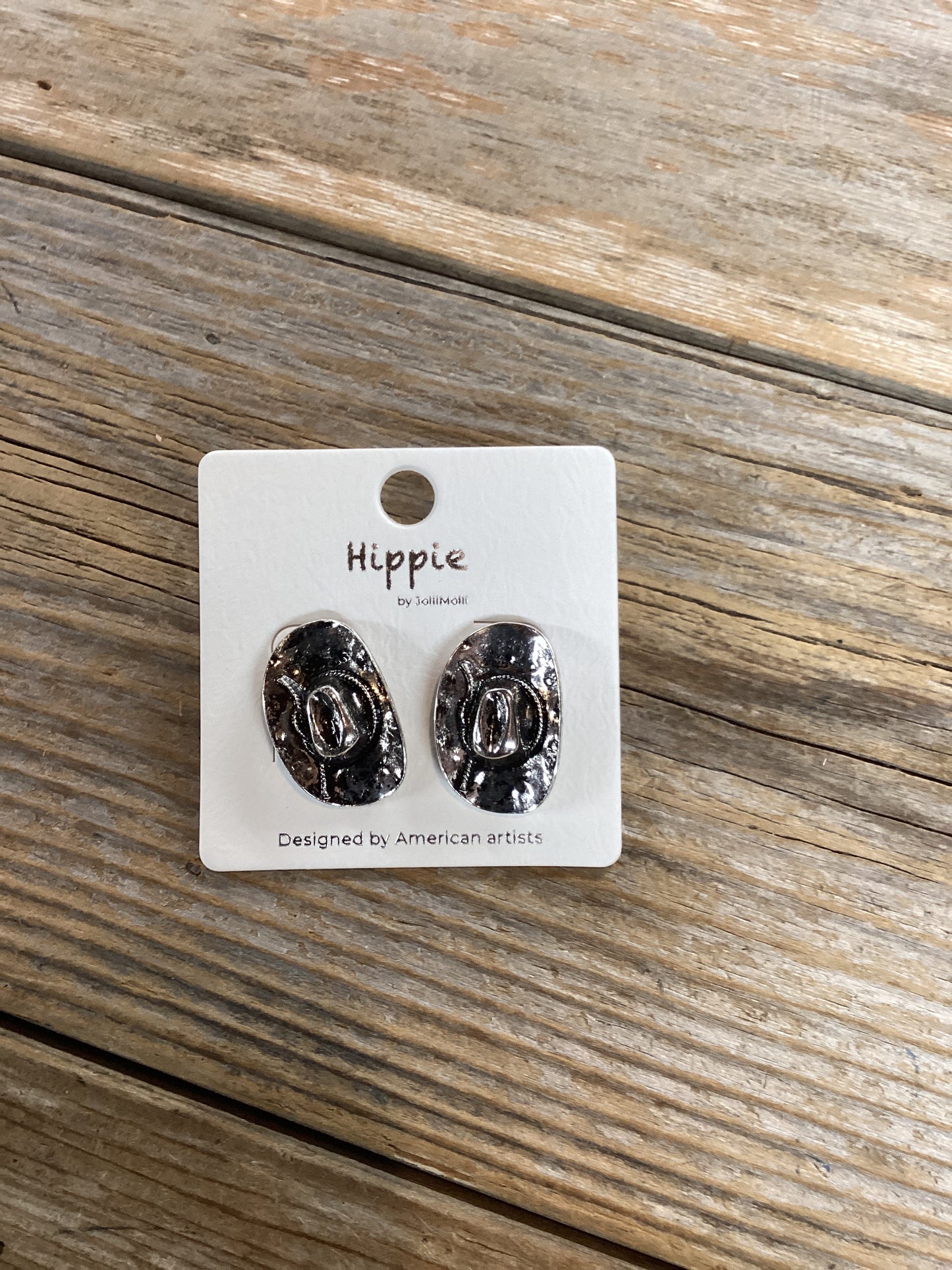 Sliver cowboy hat earrings