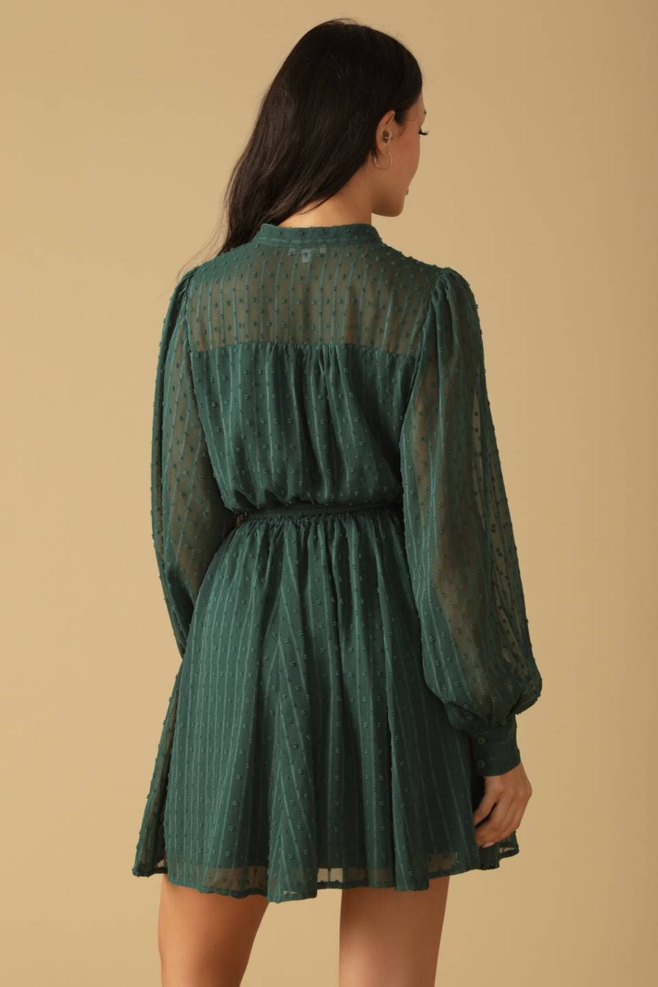 A textured woven mini dress - ID21669: HUNTER GREEN / Contemporary Flying Tomato