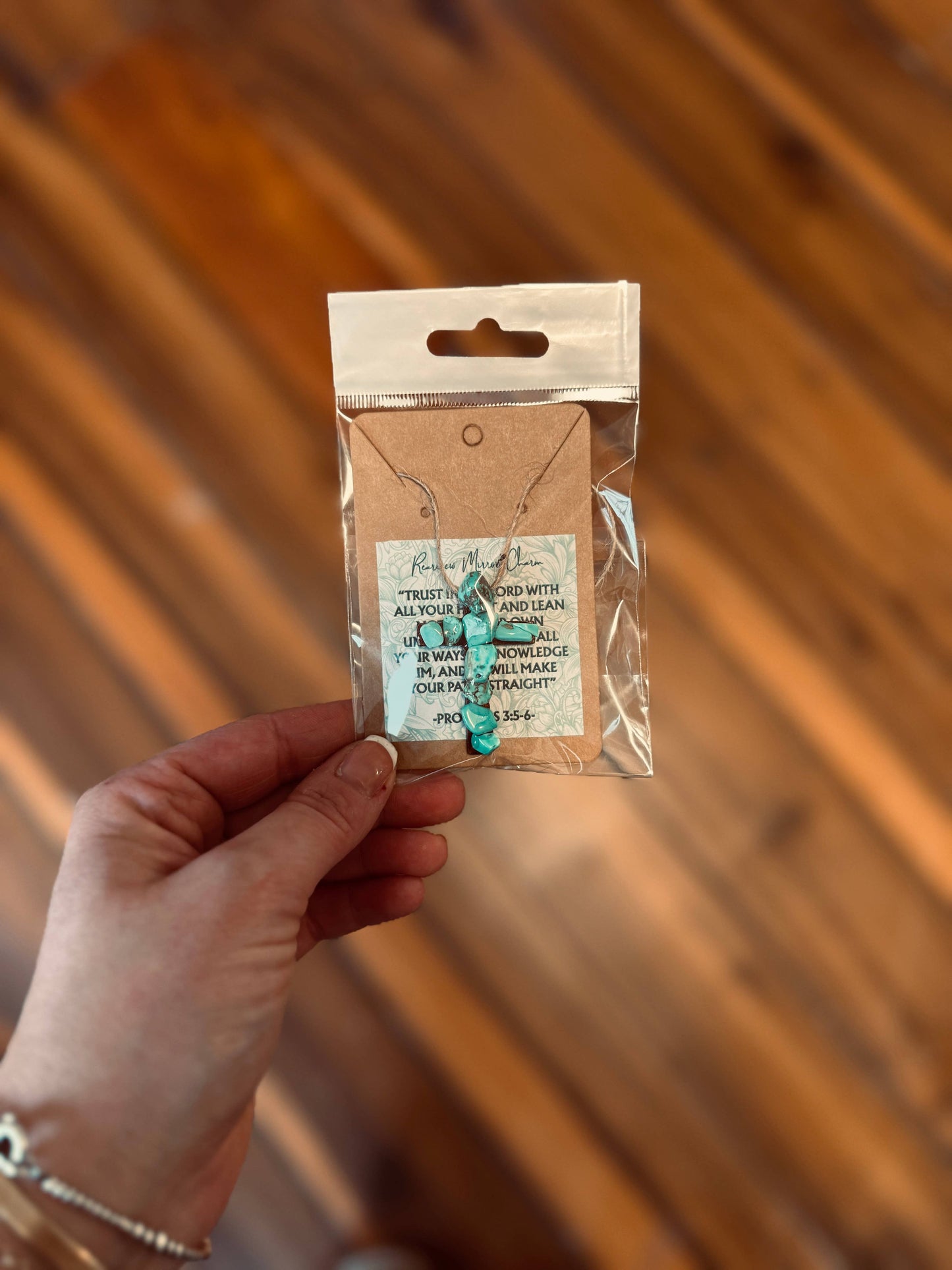 Rearview Mirror Turquoise Cross Charm: Turquoise Trail