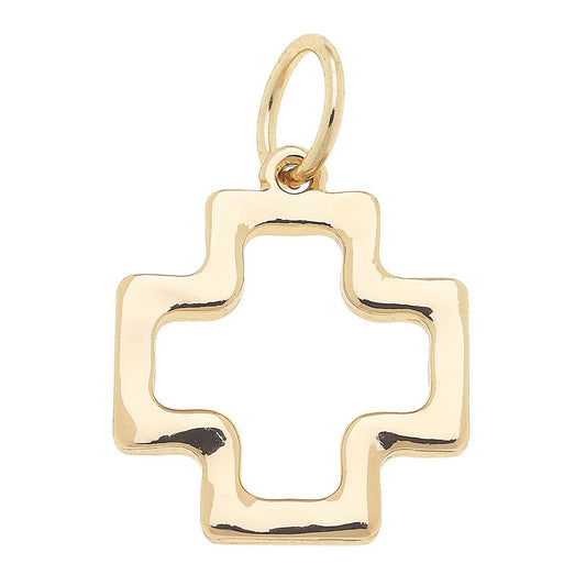 Cross Outline Charm in Shiny Gold Canvas