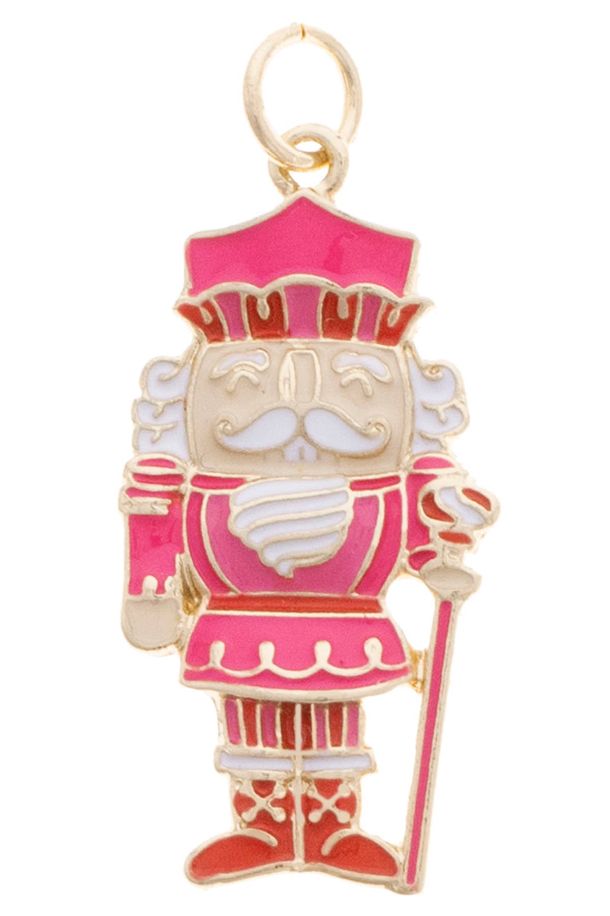 Nutcracker Enamel Charm in Pink/Red/White Canvas