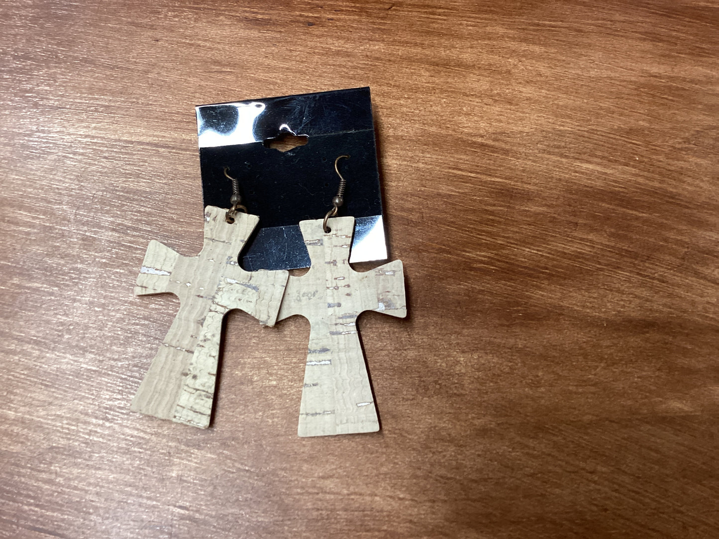 Cork cross earrings