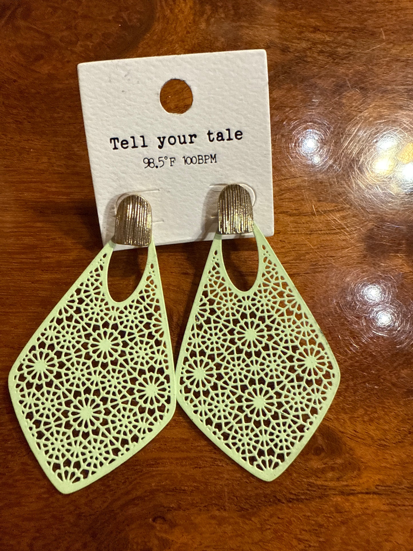 Light Green And Gold Earrings