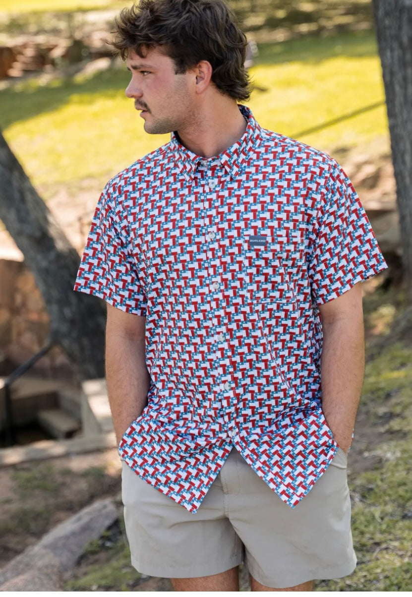 Texas Flags Performance Button Up Burlebo