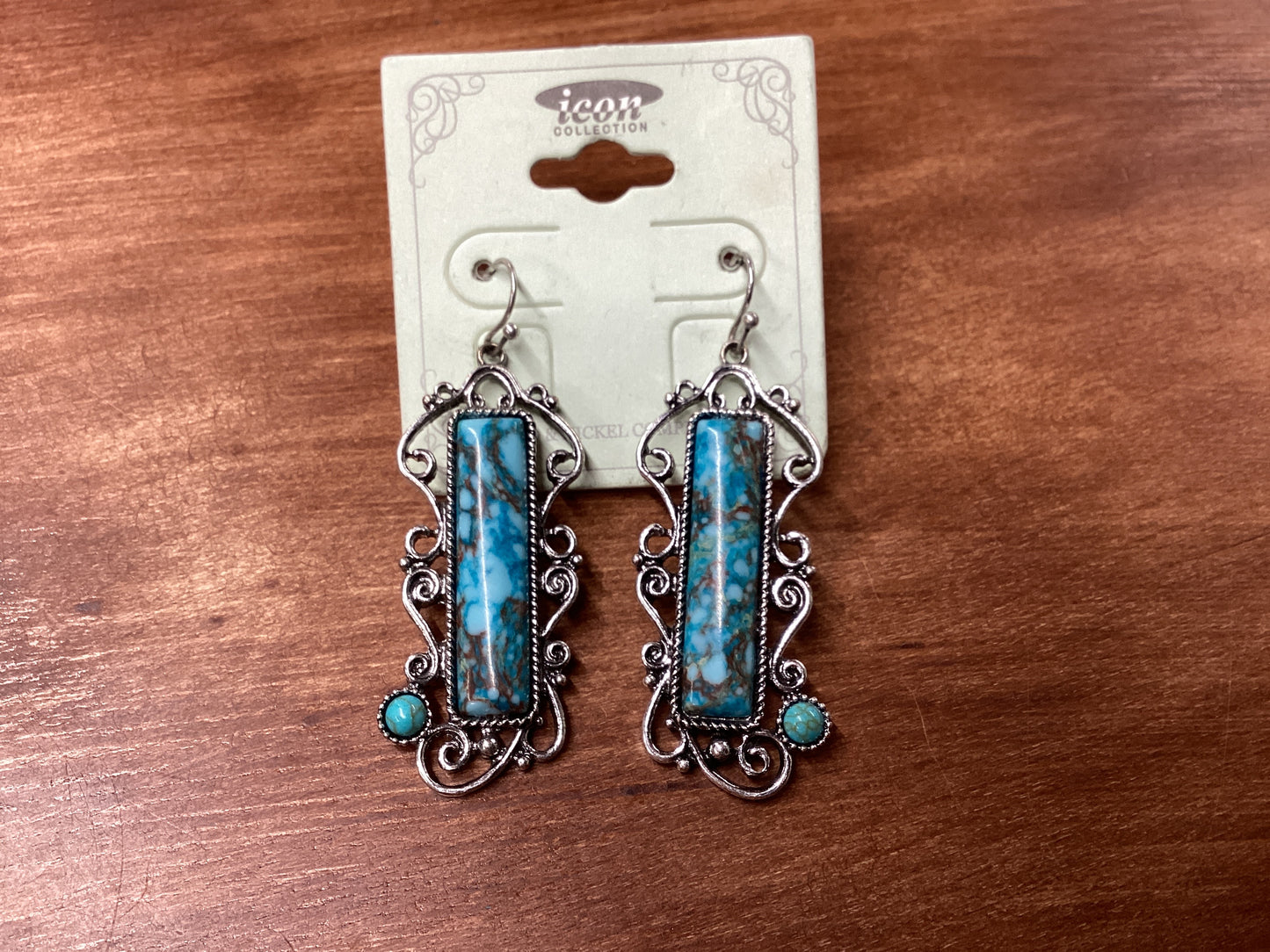 Rectangle Turquoise drop earrings