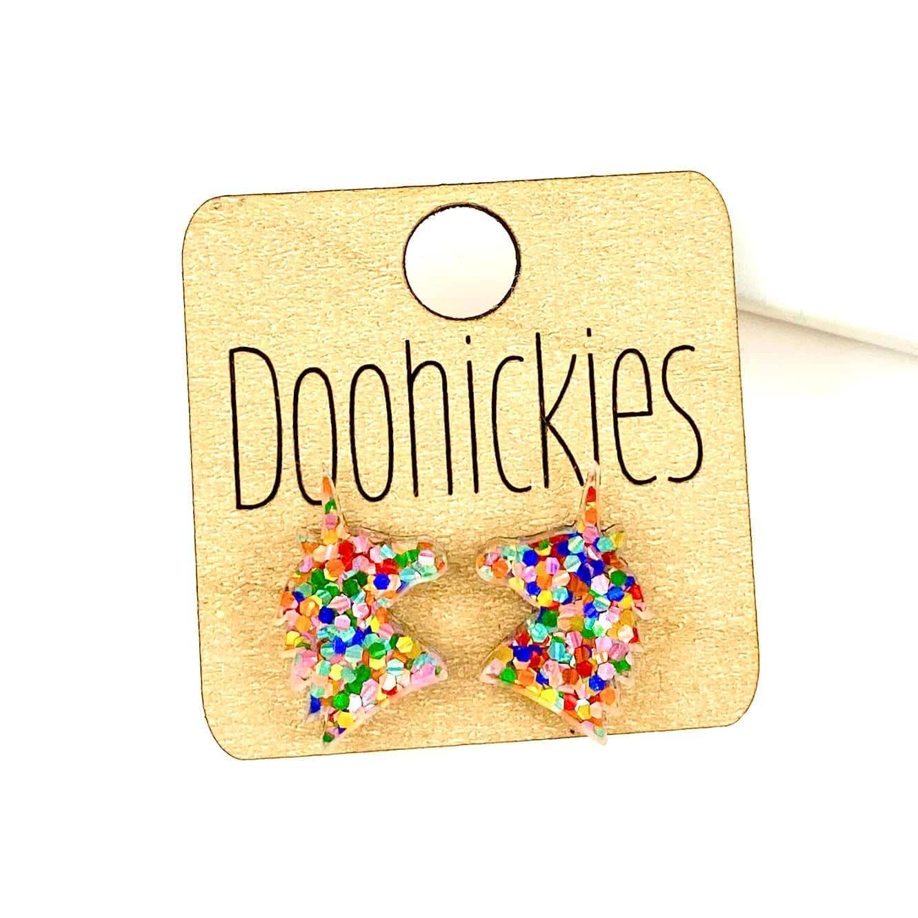 Glittery Unicorn Studs - Acrylic Earrings: Pink Doohickie