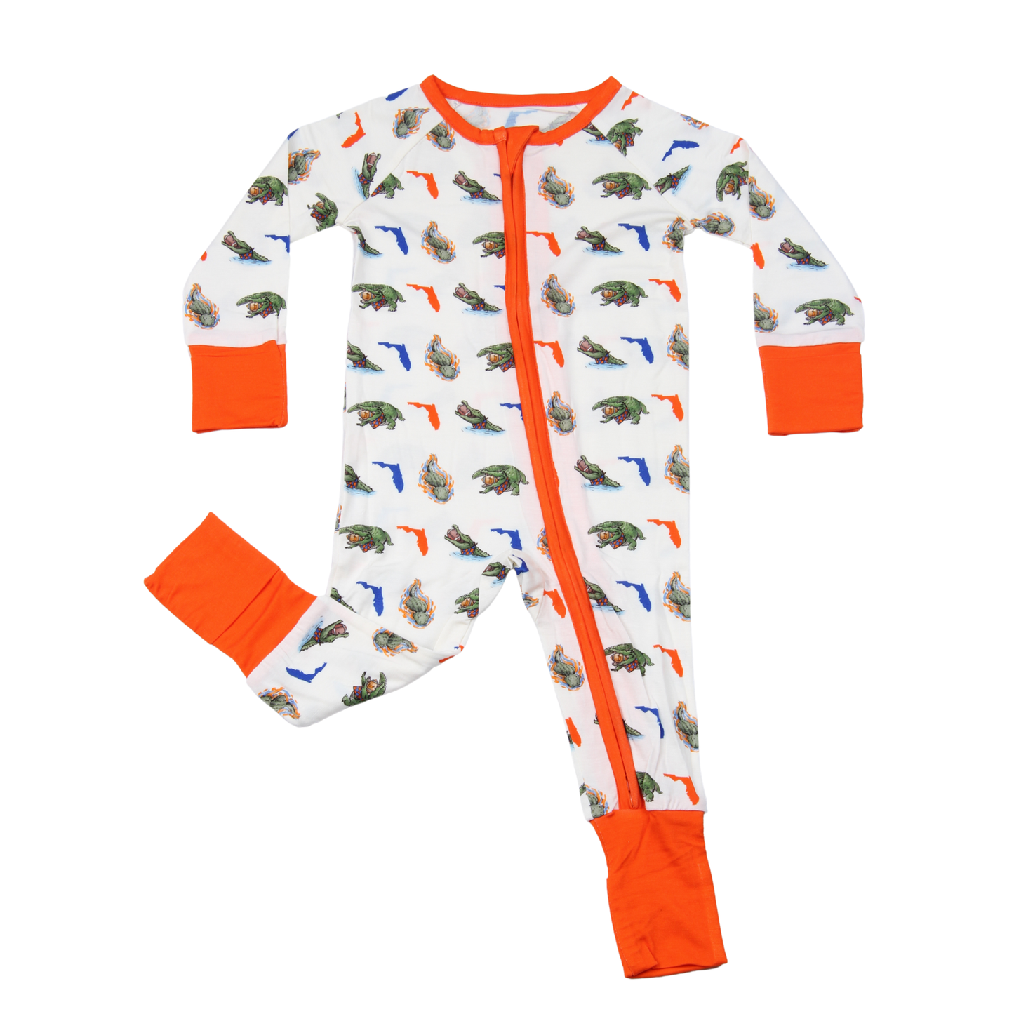 Florida State Shape Alligator Unisex Kids Pajamas: Onesie