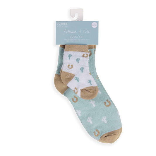 Western Mama & Me Socks Set Howdy Partner Blue Juju bee