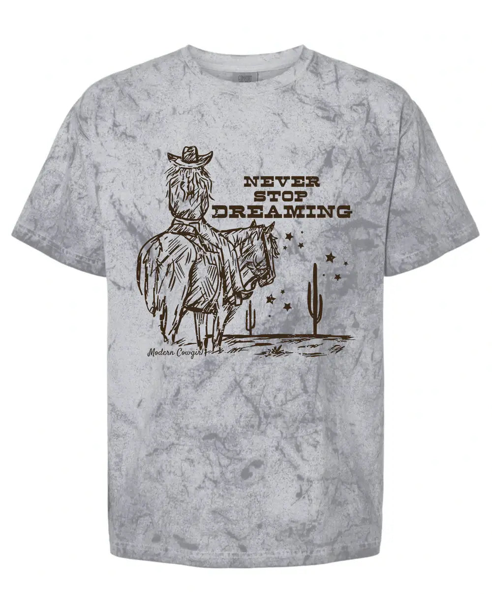 Never Stop Dreamin Tee: Navy Acid / Modern Cowgirl