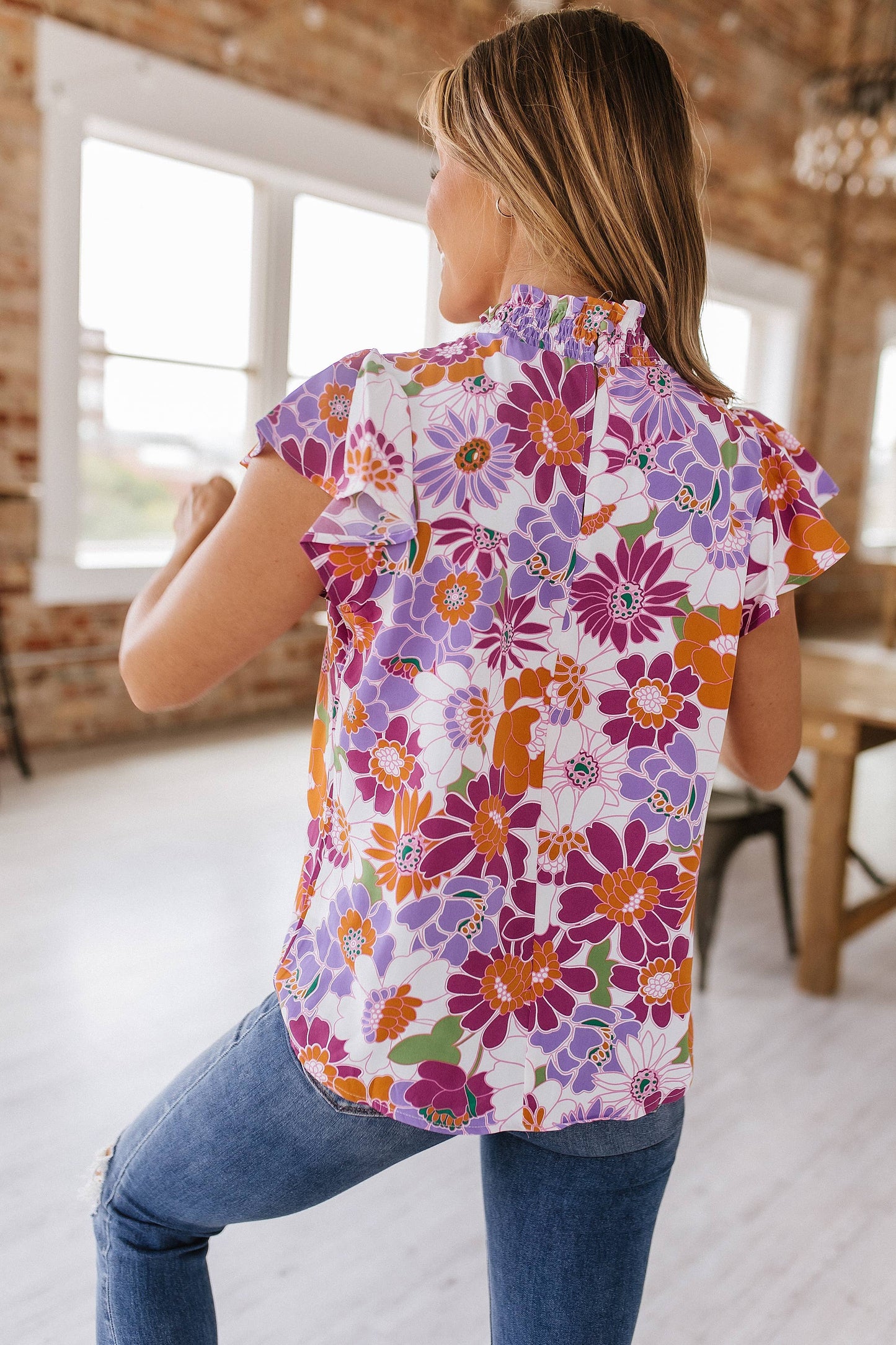Gwendolyn Floral Print Blouse Purple Liam XL