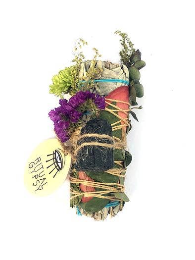 Ritual Sage Wand + TOURMALINE - 4"