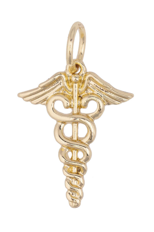 Caduceus Charm in Shiny Gold Canvas