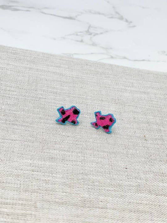 State Of Texas Hot Pink Leopard Stud EarringsPrep Obsessed