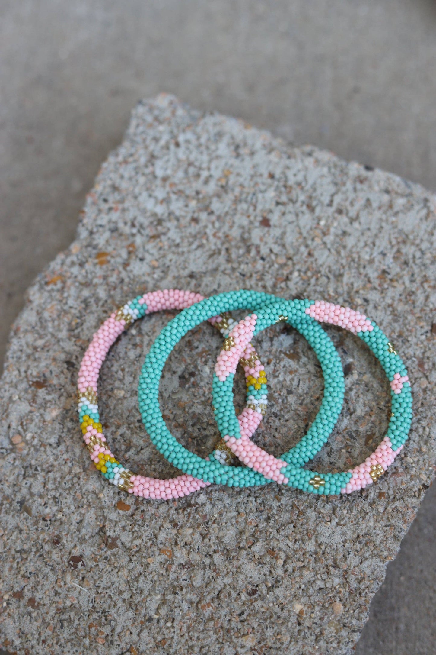1010 PINK STRETCH SEEDBEAD BRACELETS (SET OF 3)