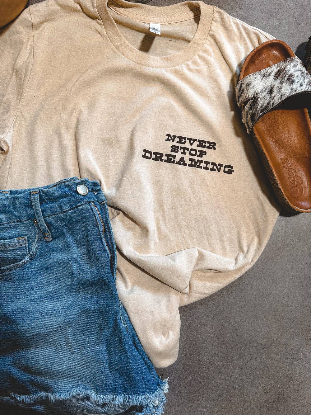 Never Stop Dreamin Tee: Navy Acid / Modern Cowgirl