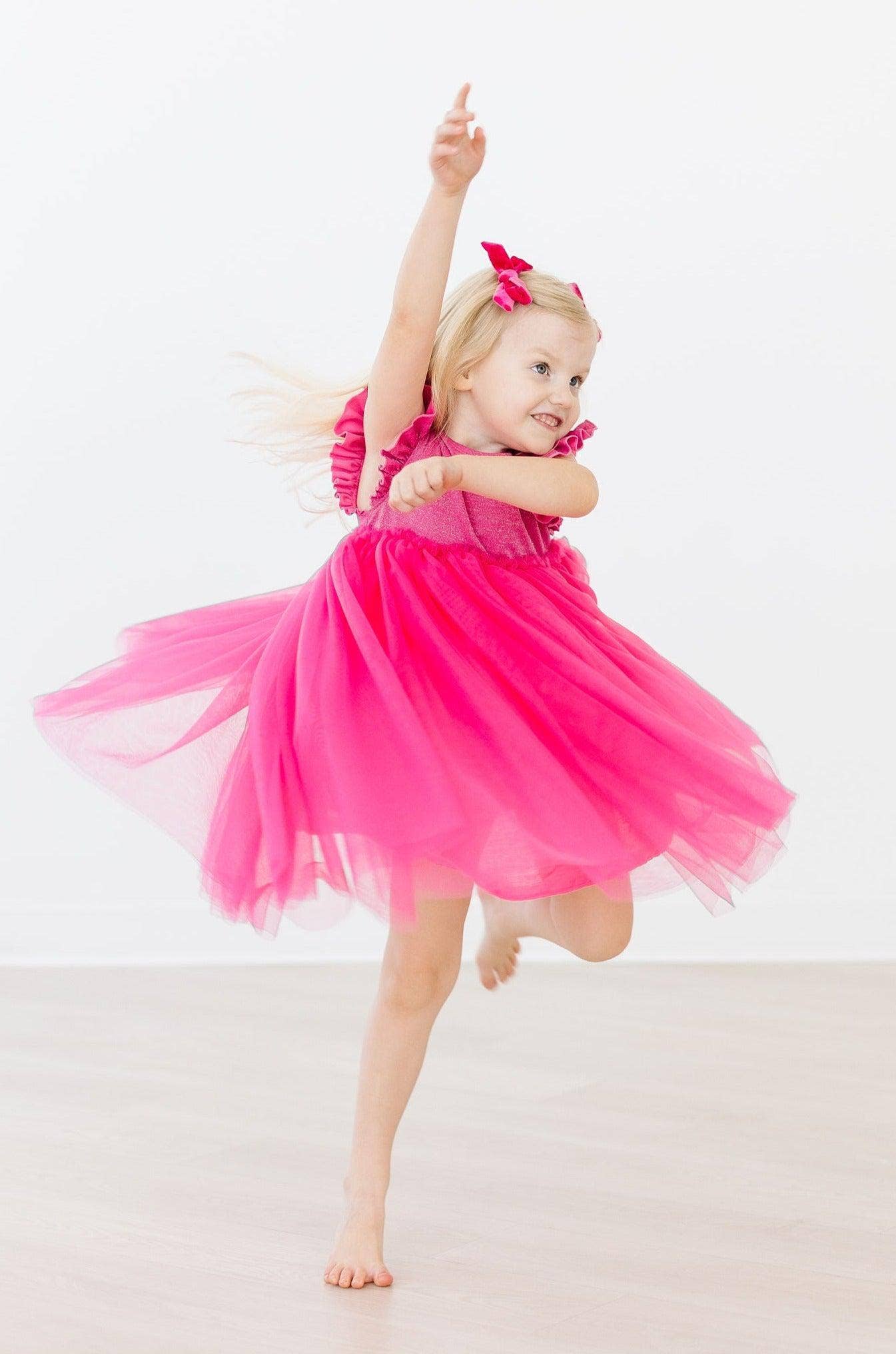 Hot Pink Shimmer Tutu Dress: Mila