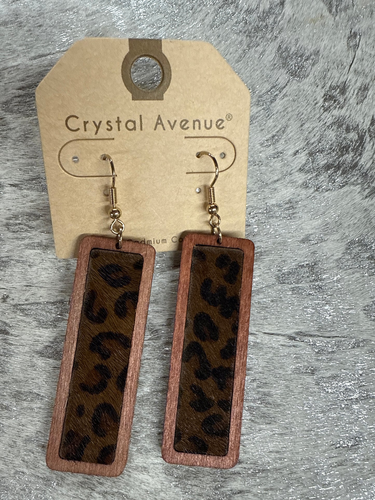Wooden Leopard Rectangle Earrings Cozy Cactus Delana
