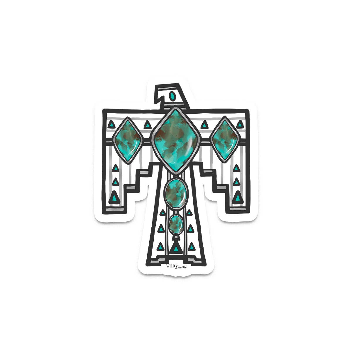 Hand Drawn Turquoise Thunderbird - wild lucile