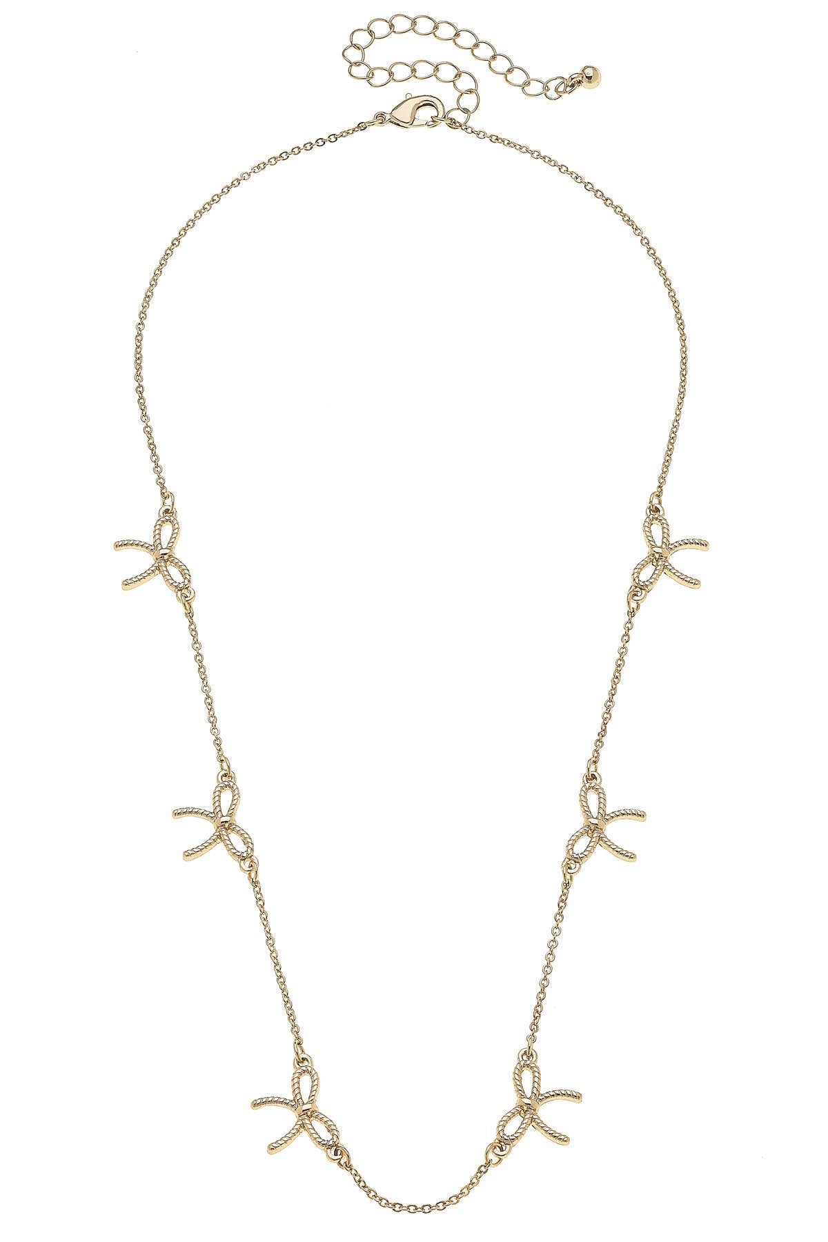 Bessie Multi Rope Bow Necklace in Shiny Gold