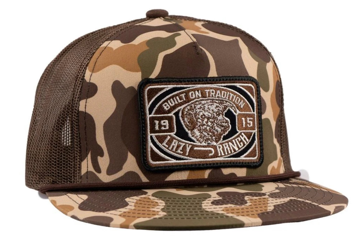 Lazy J Ranchwear Camo & Brown Drive Line Classic Rope Trucker Hat