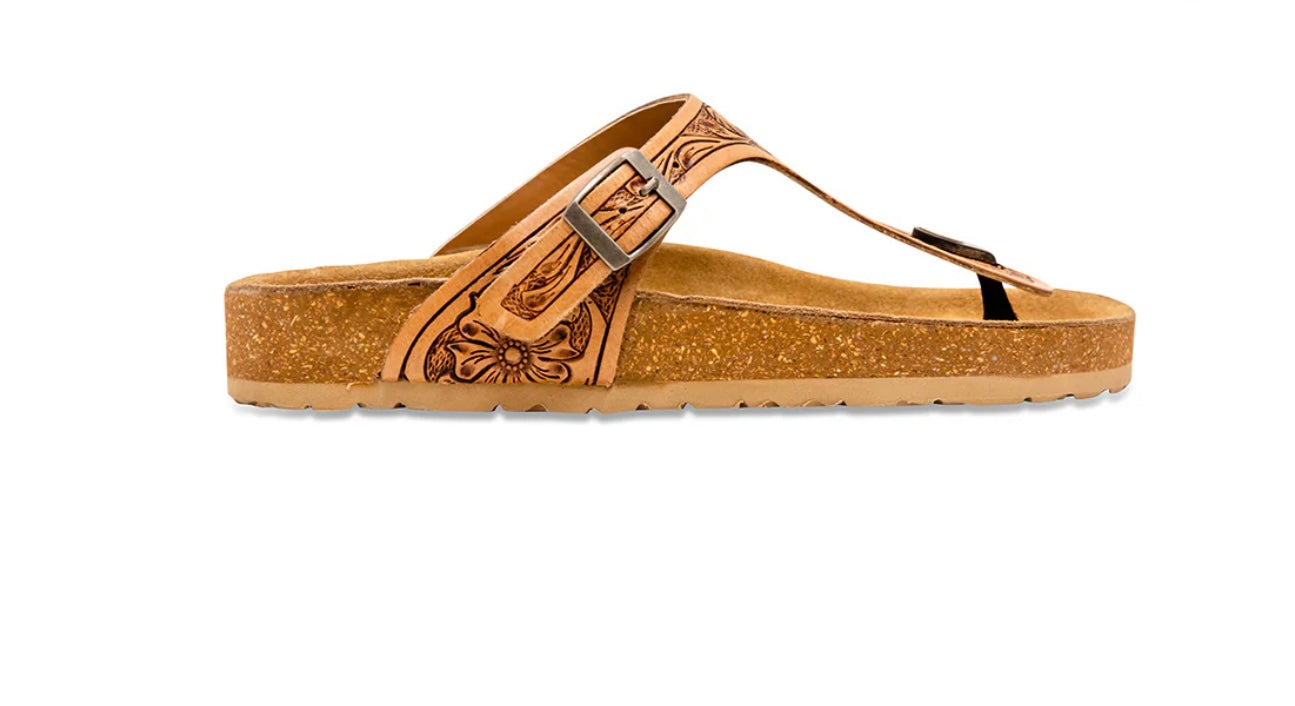 Gracious Myra Western Tooled Sandals