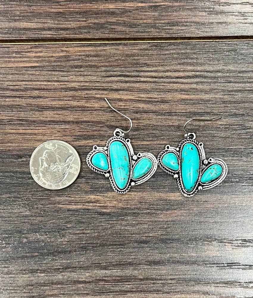 Western Cactus 1.2”Turquoise Earrings 722692 Isac
