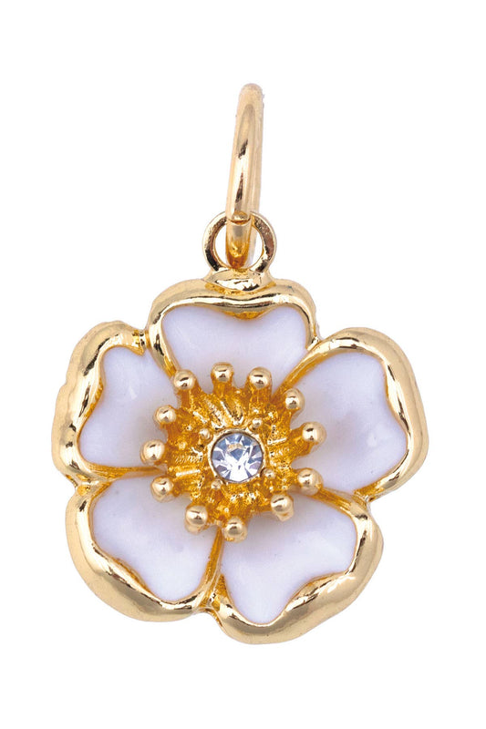 Buttercup Blossom Enamel Charm in White Canvas