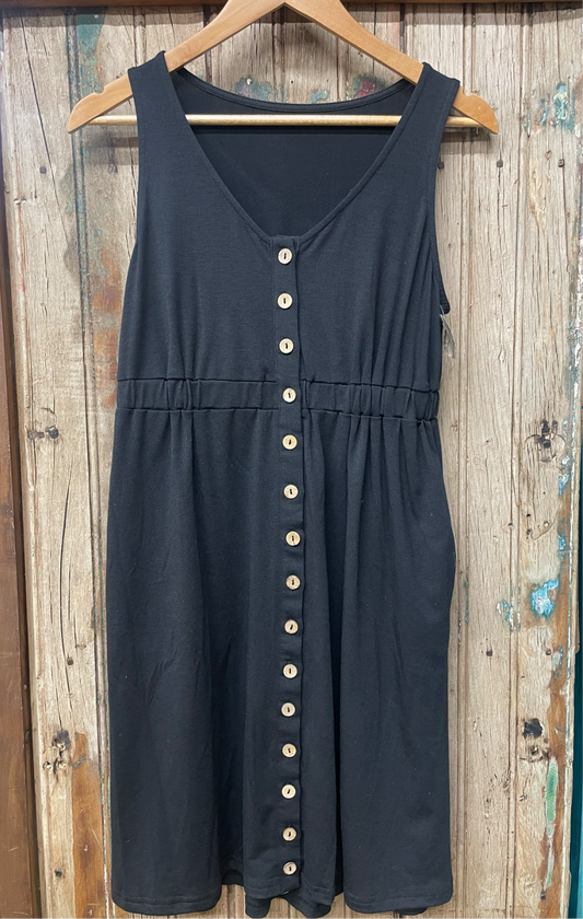 Black Tank Dress with button front